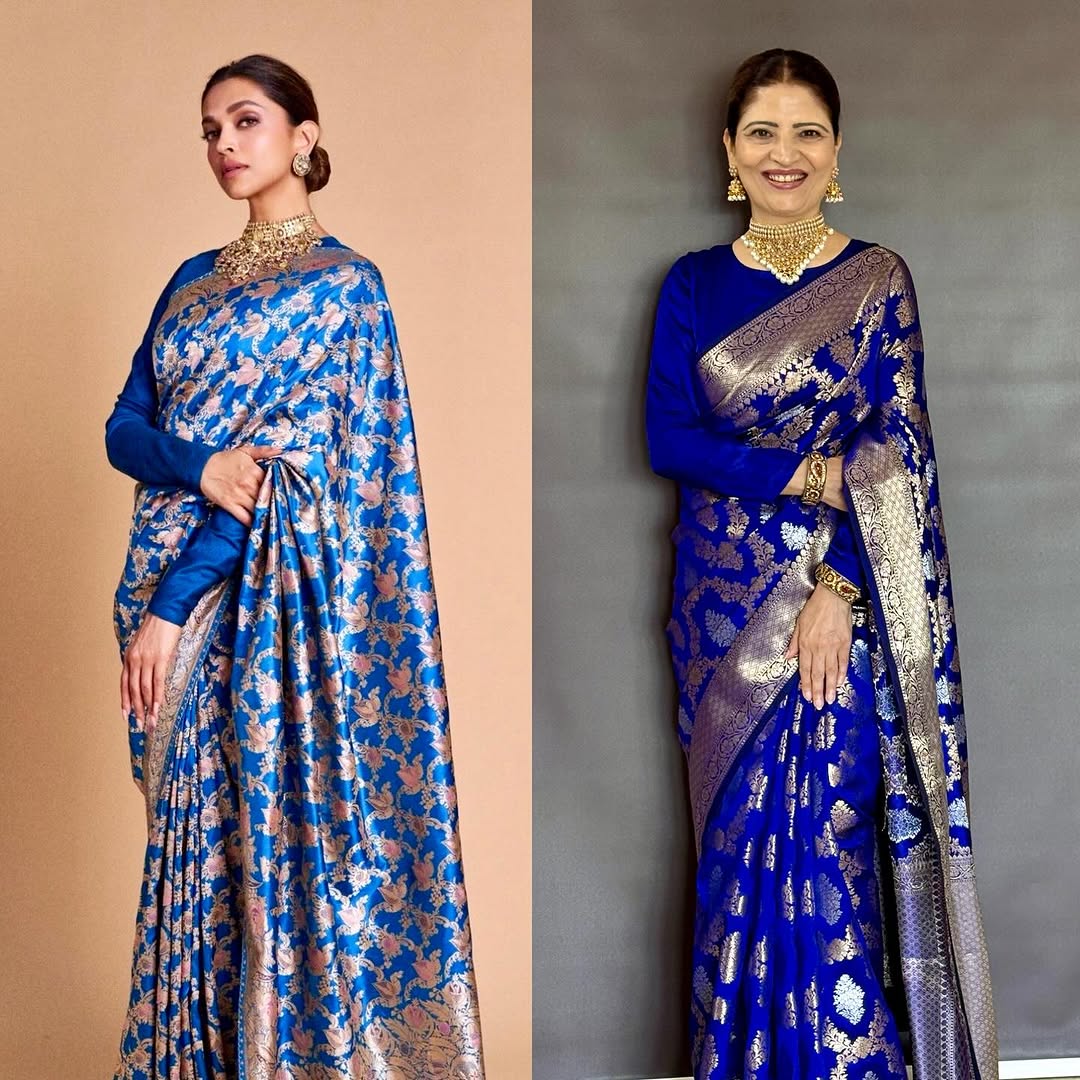 Nita ambani semi katan silk Saree - Blue