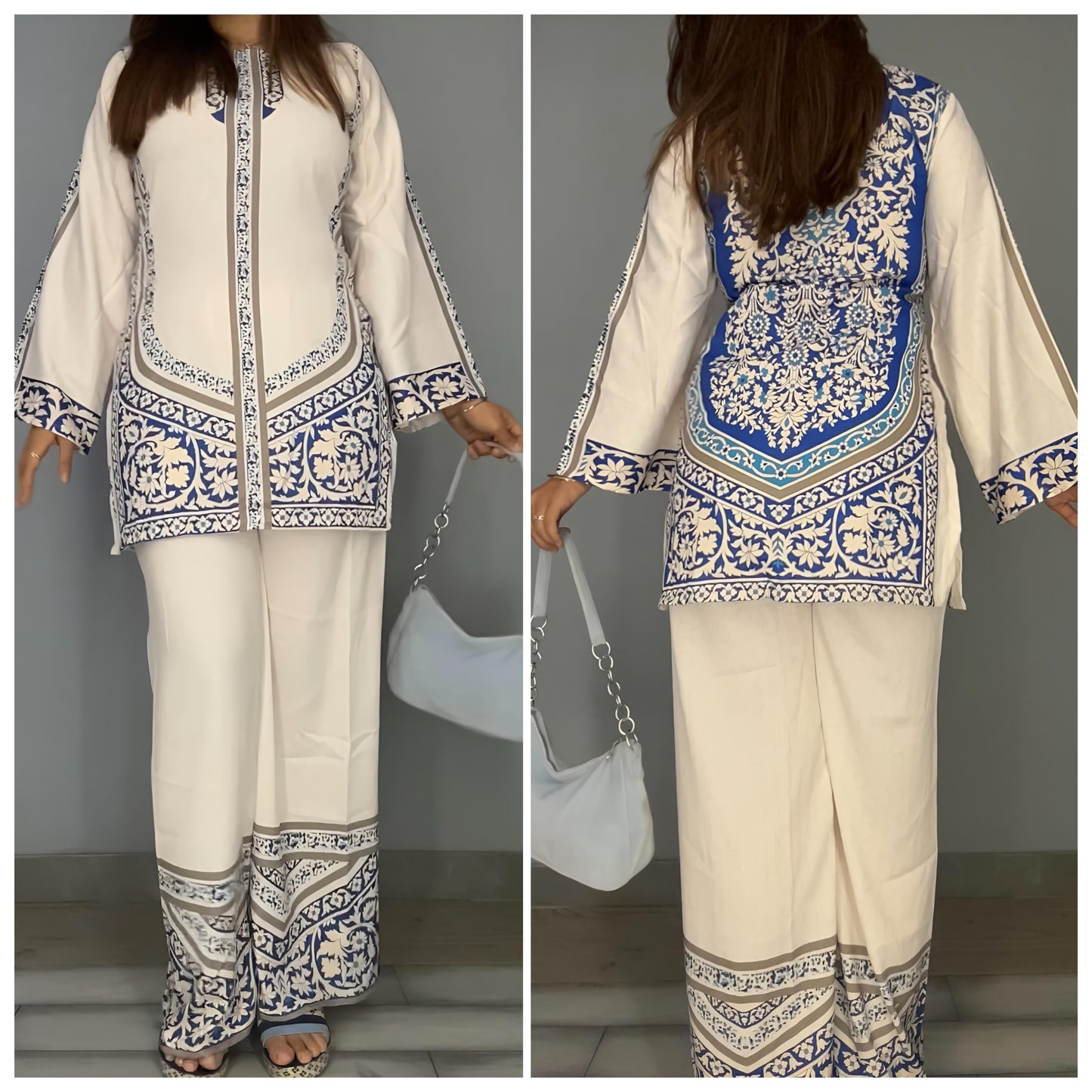CORDSETS - white with blue prints