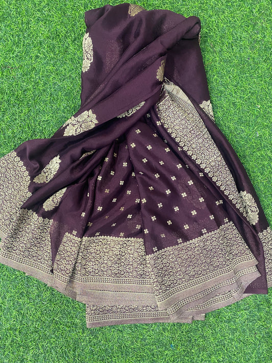 Wine Banaras Crepe Silk - Nethra