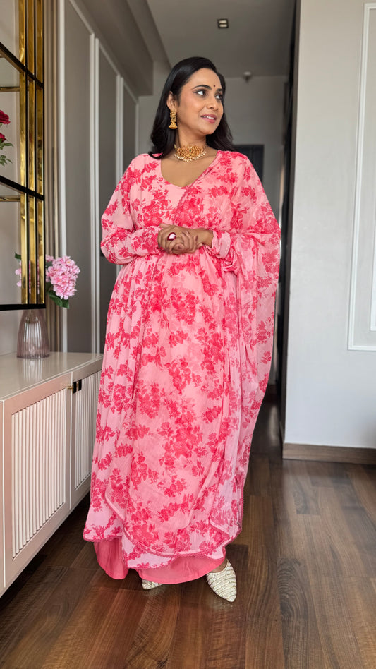 Petal Pink Georgette Bloom Attire