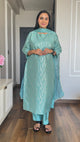 Green Poly Silk Striped Kurta With Pant And Dupatta - AbirabyBeena