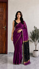 Purple Maheshwari Cotton Saree with Black Pallu - AbirabyBeena