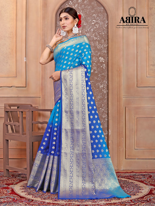 Blue Shaded soft Georgette silk - AbirabyBeena