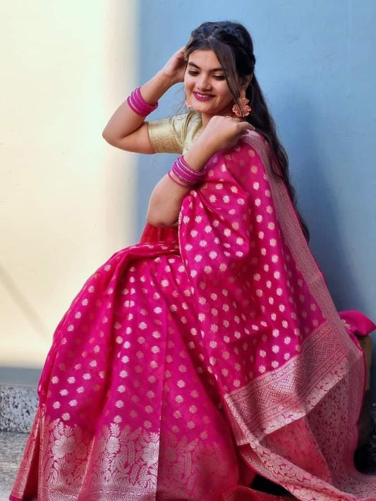 Pink Banaras Soft Georgette Silk - AbirabyBeena