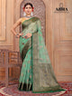 Light Turquoise Organza soft silk - AbirabyBeena