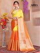 Orange-Yellow Shaded soft Georgette silk - AbirabyBeena