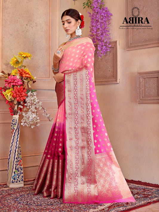 Pink Shaded soft Georgette silk - AbirabyBeena
