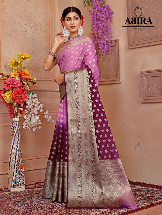 Purple Shaded soft Georgette silk - AbirabyBeena