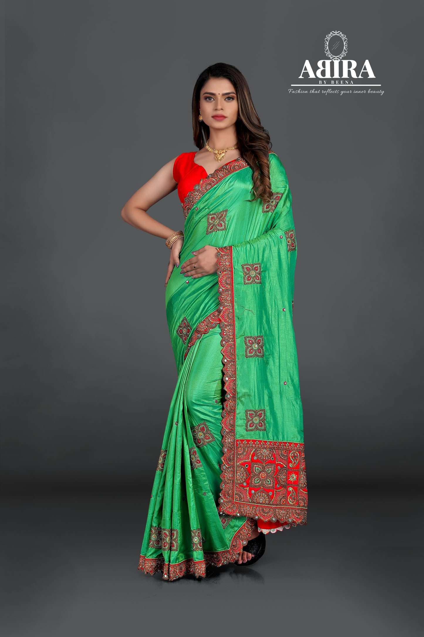 Sea Blue Gaji Silk Saree - AbirabyBeena