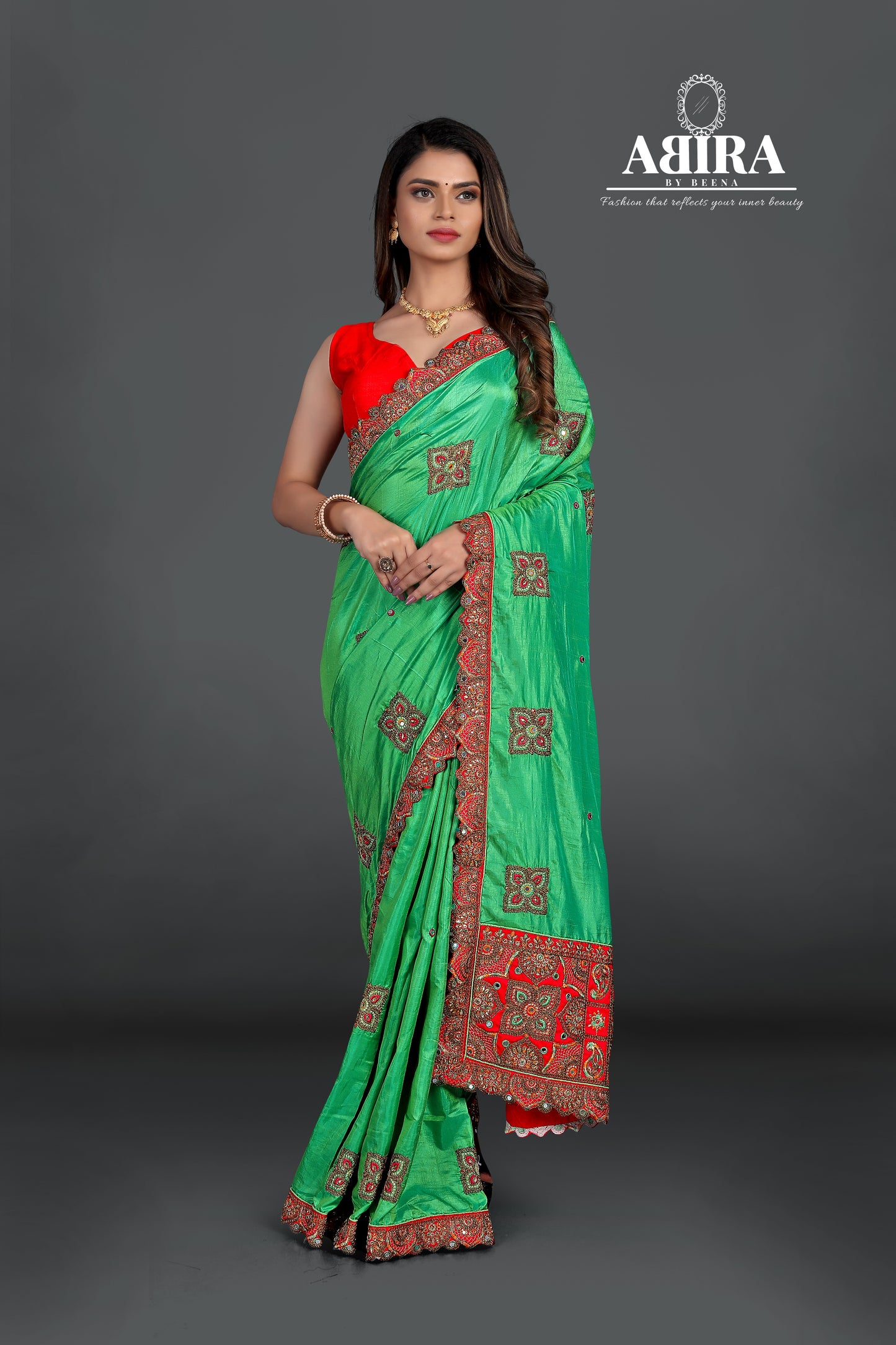 Sea Blue Gaji Silk Saree - AbirabyBeena