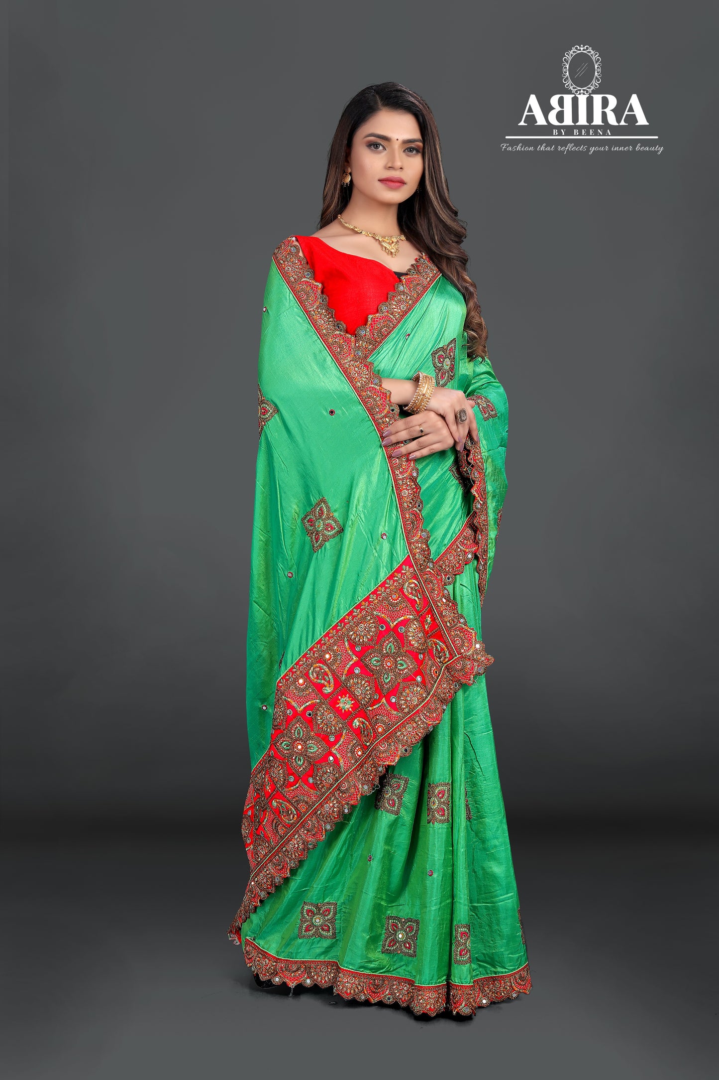 Sea Blue Gaji Silk Saree - AbirabyBeena