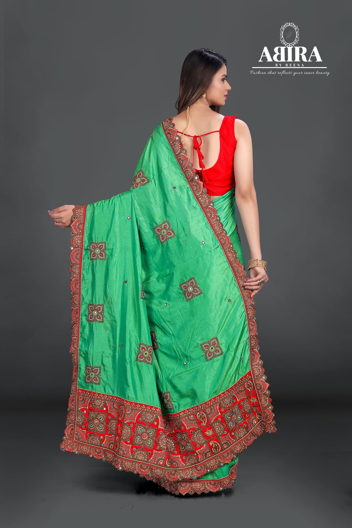 Sea Blue Gaji Silk Saree - AbirabyBeena