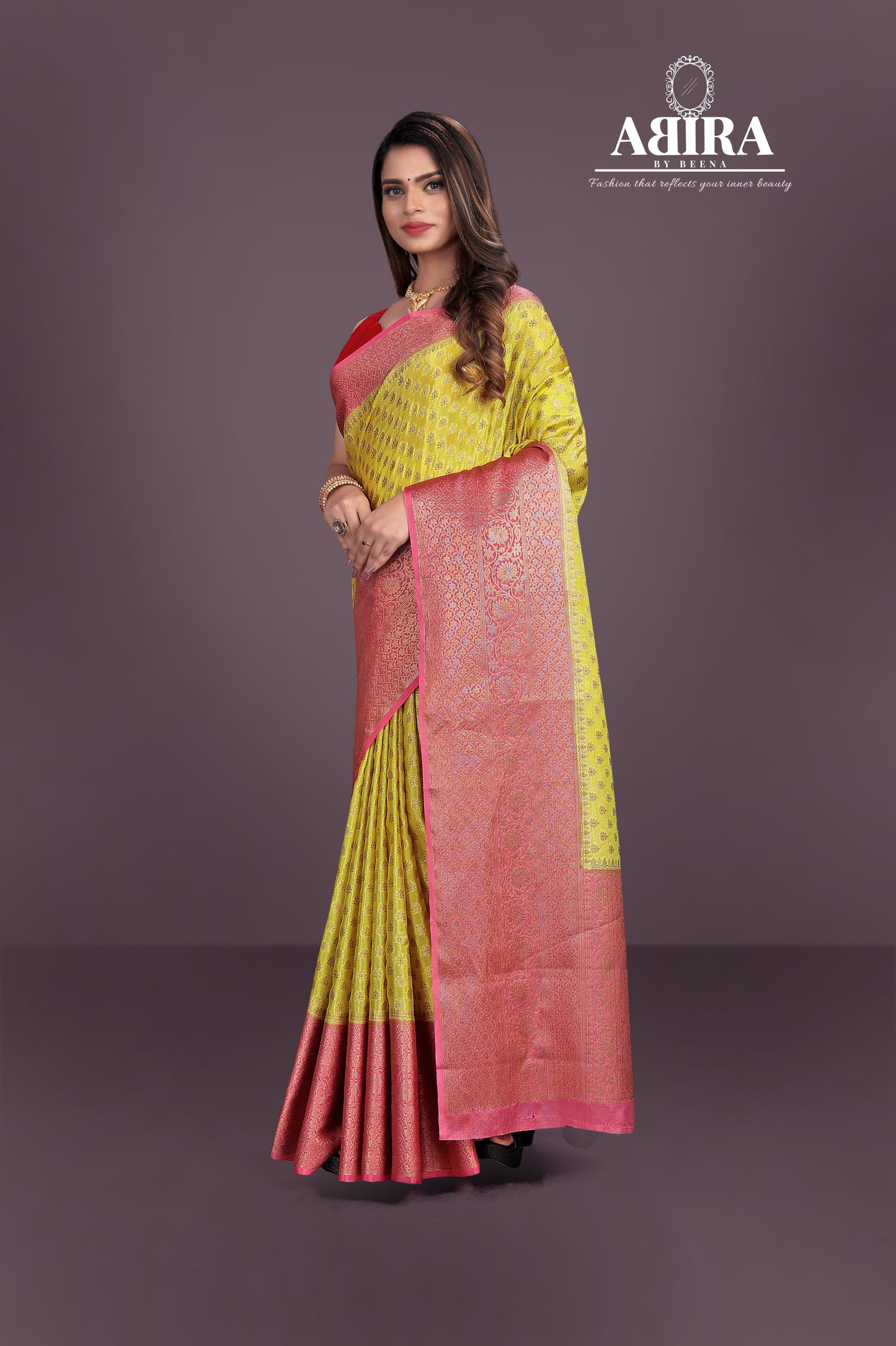 Yellow Banaras Soft Georgette silk - AbirabyBeena