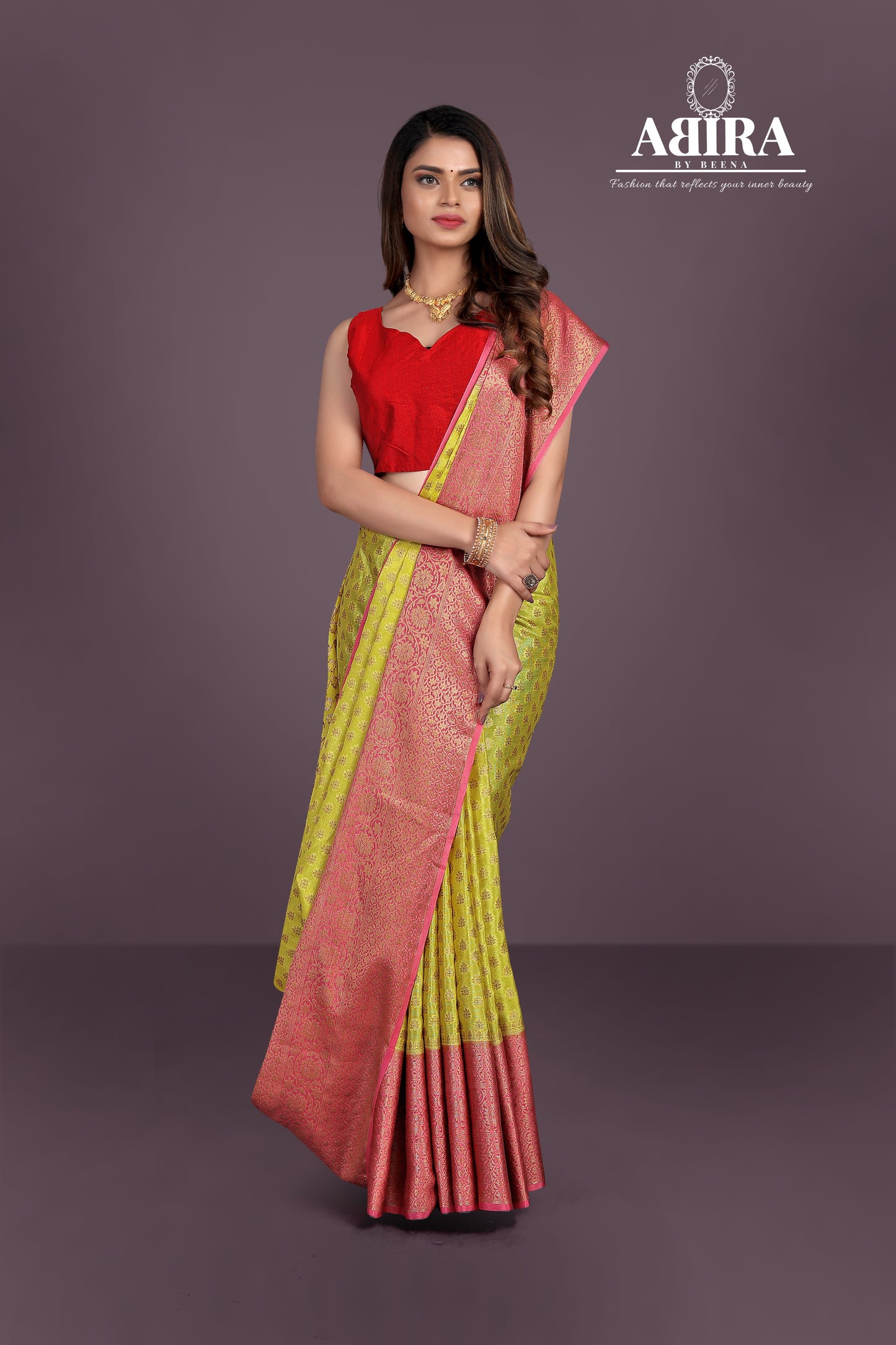 Yellow Banaras Soft Georgette silk - AbirabyBeena
