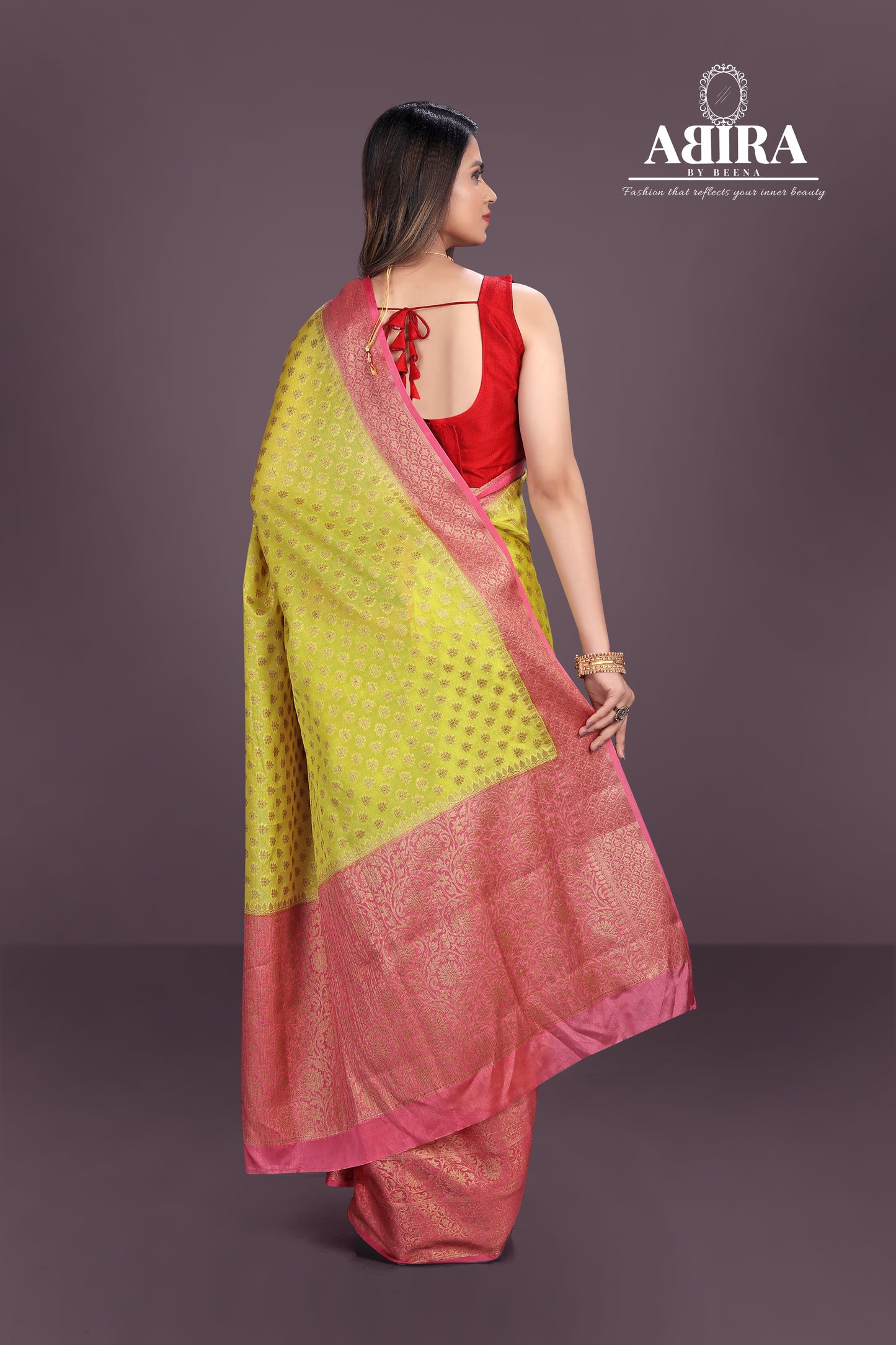 Yellow Banaras Soft Georgette silk - AbirabyBeena