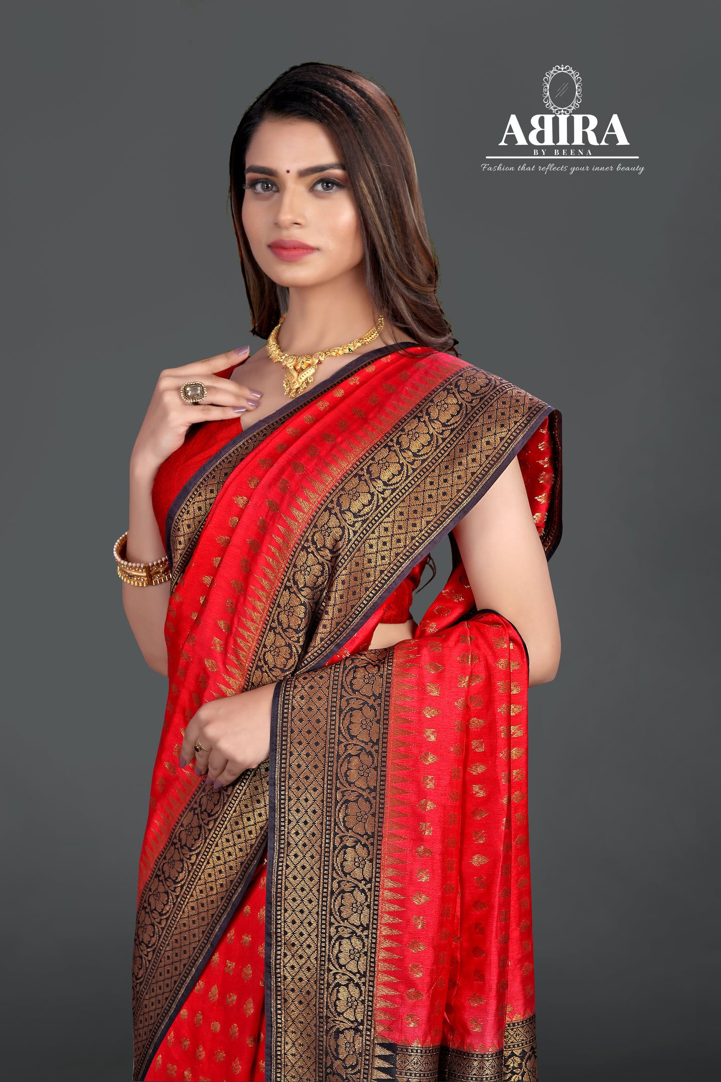 Red Banaras Dupion Silk