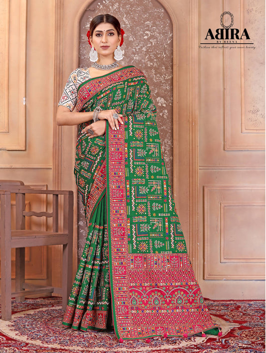 Green Embroidered Gaji Silk - AbirabyBeena