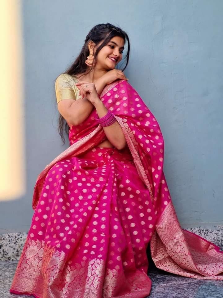 Pink Banaras Soft Georgette Silk - AbirabyBeena