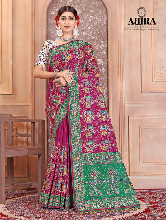 Magenta Embroidered Gaji Silk - AbirabyBeena