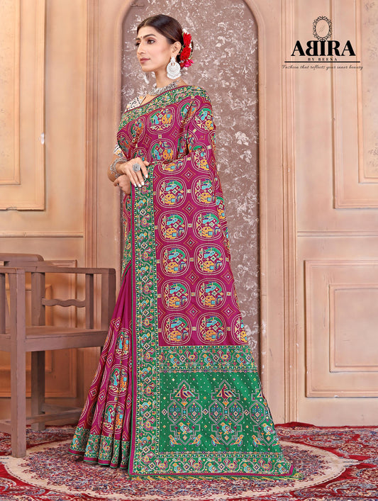 Magenta Embroidered Gaji Silk - AbirabyBeena