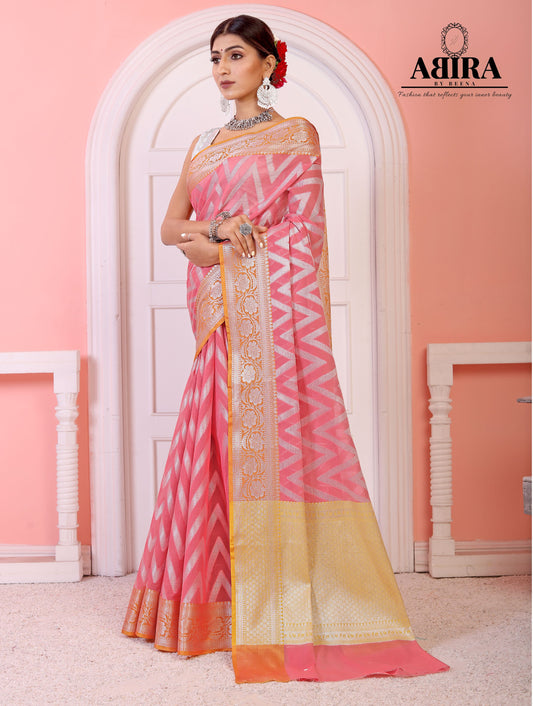 Dark Pink Kora Organza soft silk - AbirabyBeena