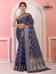 Navy Blue Banaras Soft Georgette Jaal silk - AbirabyBeena