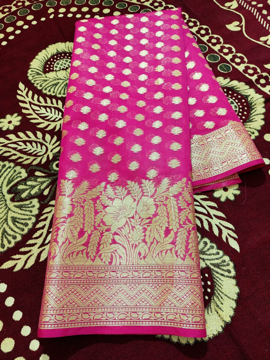 Pink Banaras Soft Georgette Silk - AbirabyBeena