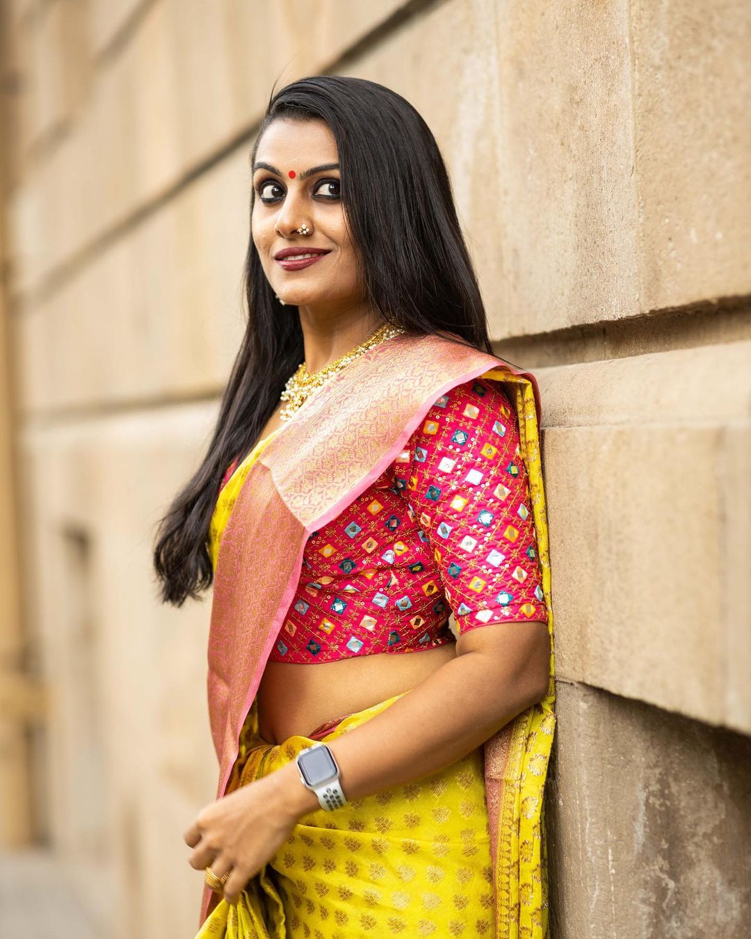 Yellow Banaras Soft Georgette silk - AbirabyBeena