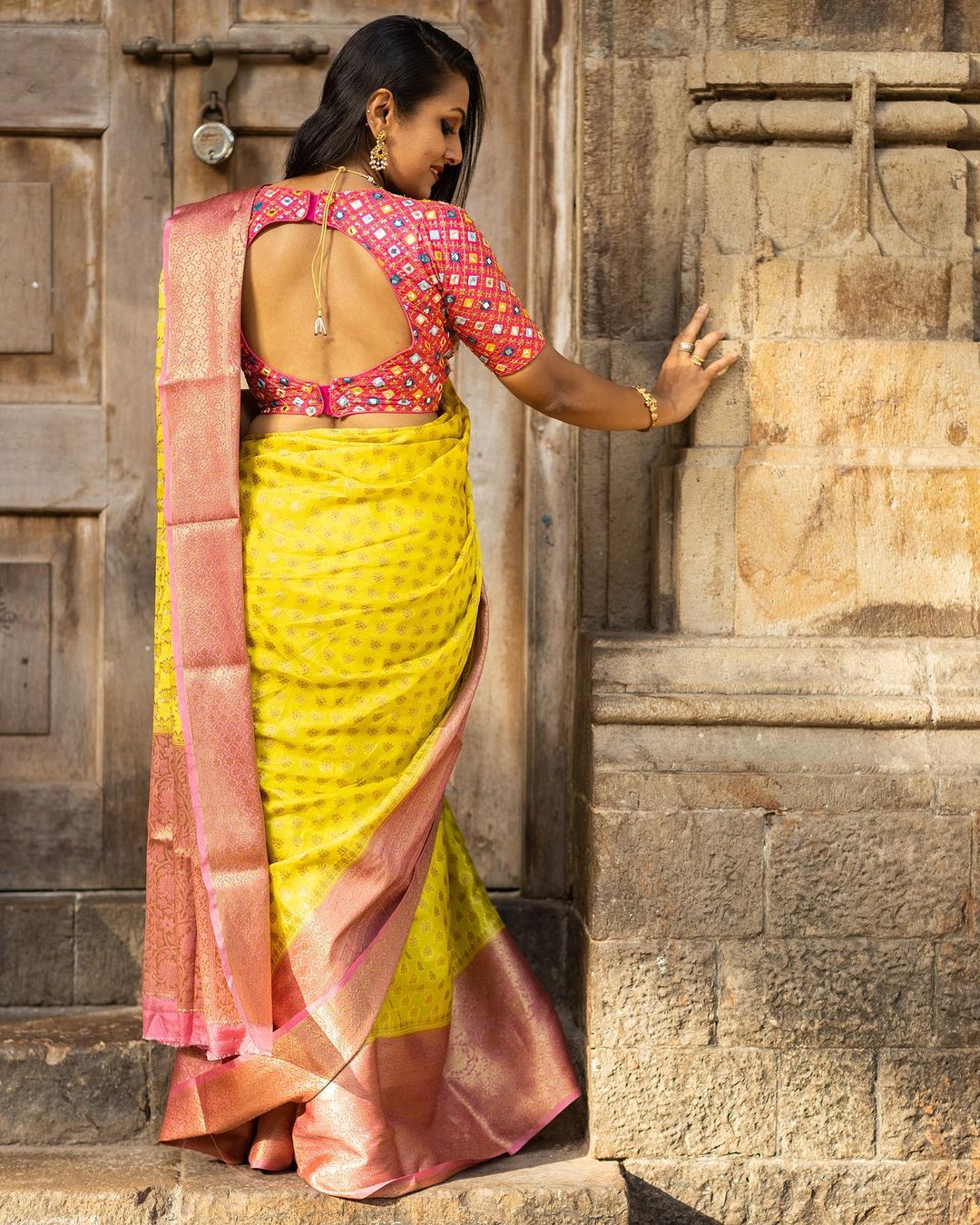 Yellow Banaras Soft Georgette silk - AbirabyBeena