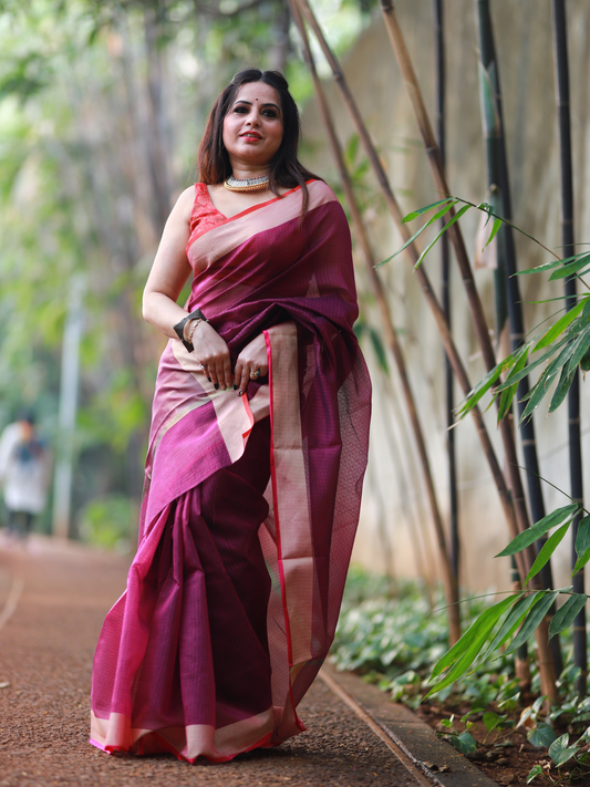 Wine plain Banaras Kota Silk - AbirabyBeena