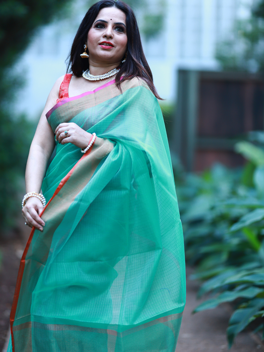 Sea Green plain Banaras Kota Silk - AbirabyBeena