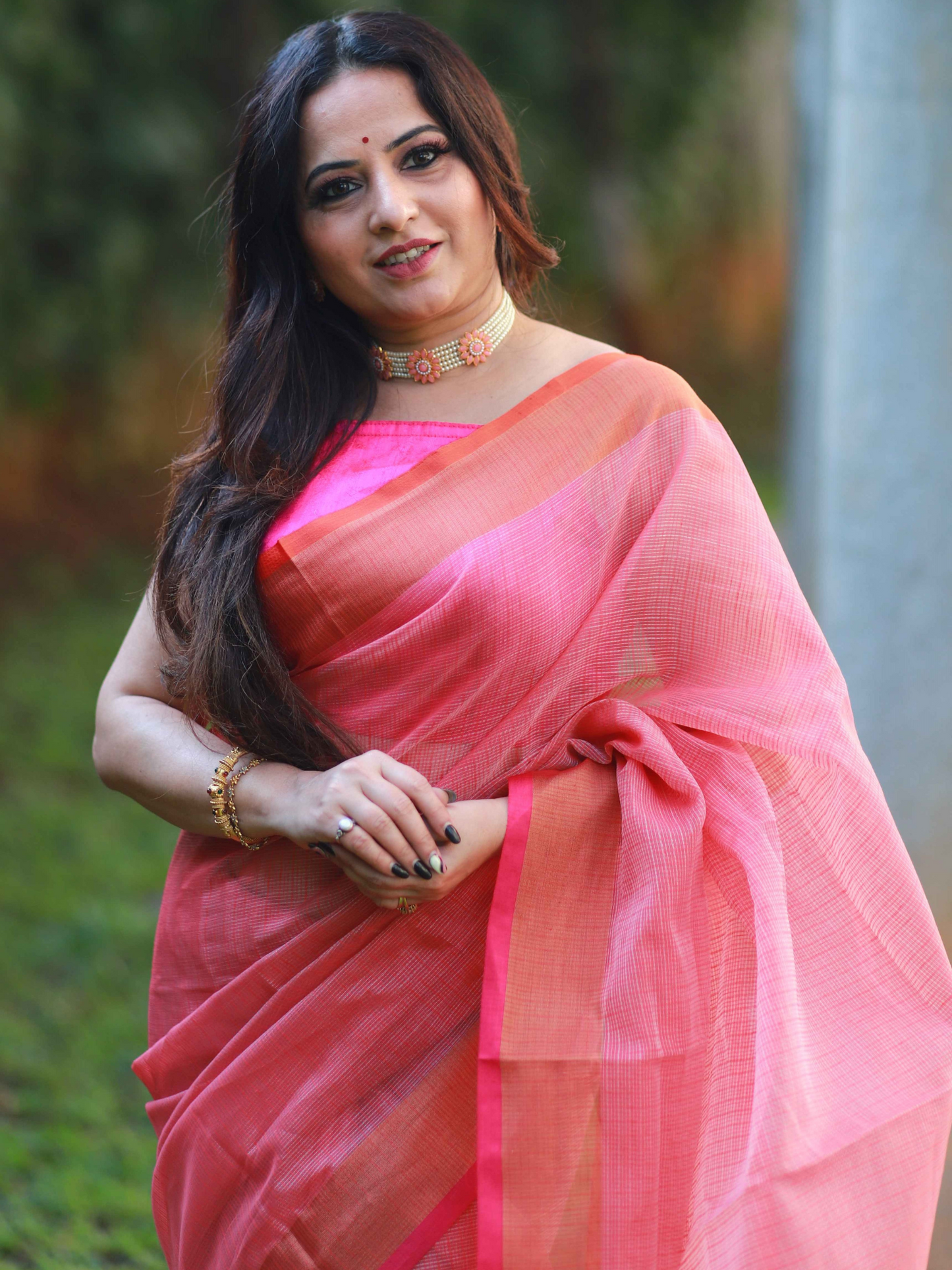 Pink plain Banaras Kota Silk - AbirabyBeena
