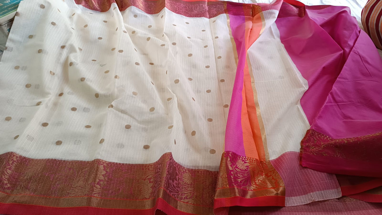 White Banaras Kota Silk - AbirabyBeena