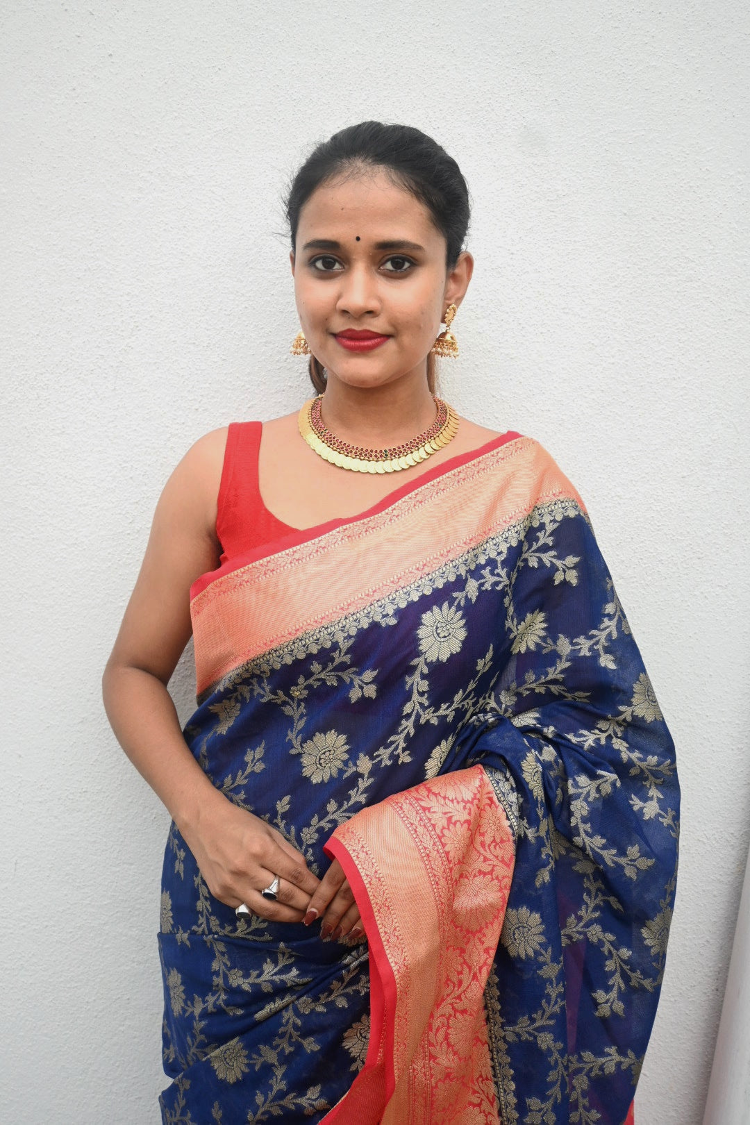 Blue Banaras Soft Georgette Silk Jaal - AbirabyBeena