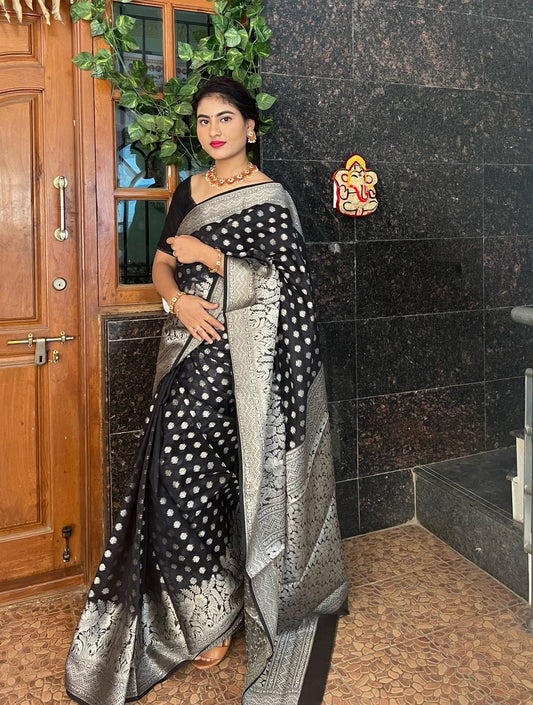 Black Banaras Soft Georgette Silk - AbirabyBeena