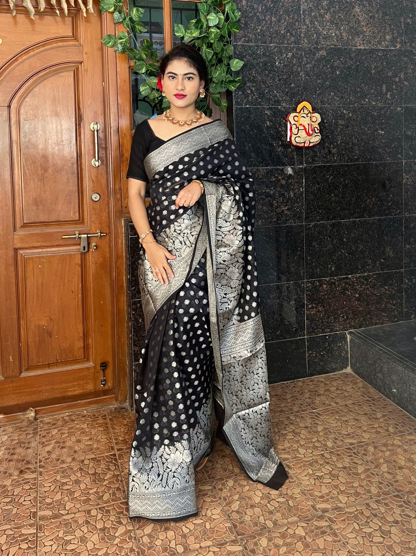 Black Banaras Soft Georgette Silk - AbirabyBeena