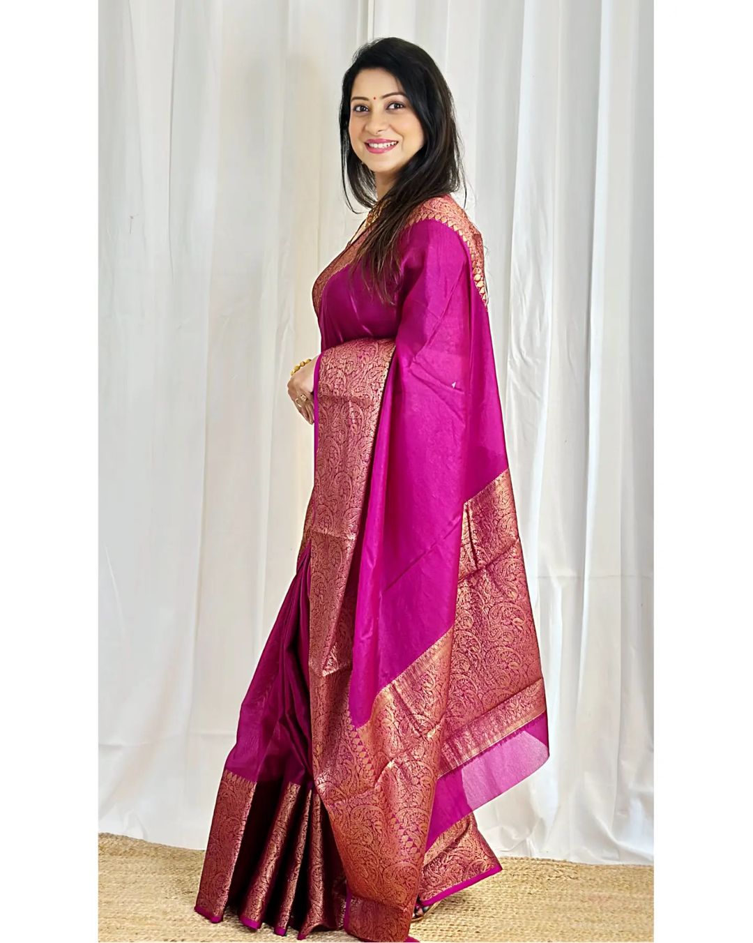 Hot Pink Skirt Border Banaras warm silk - AbirabyBeena
