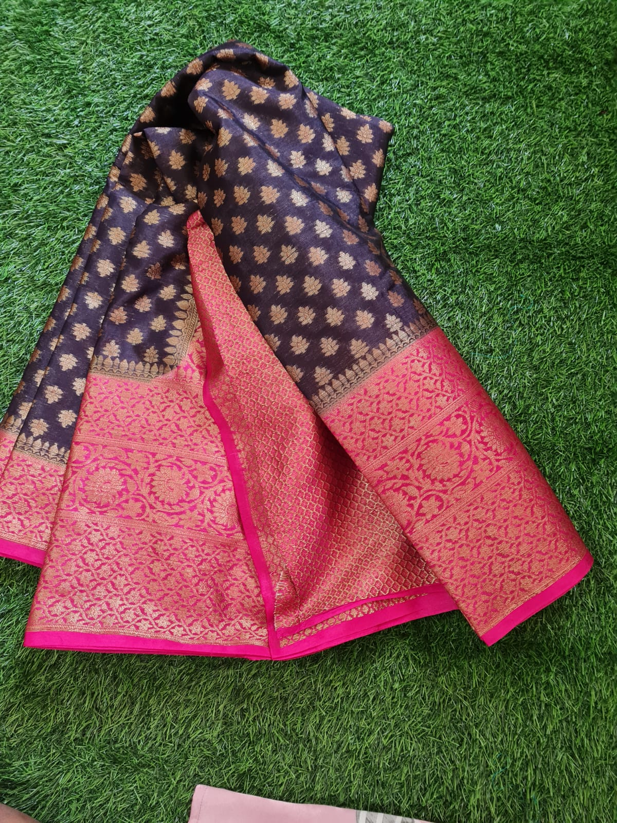 Navy Blue Banaras Soft Georgette silk - AbirabyBeena
