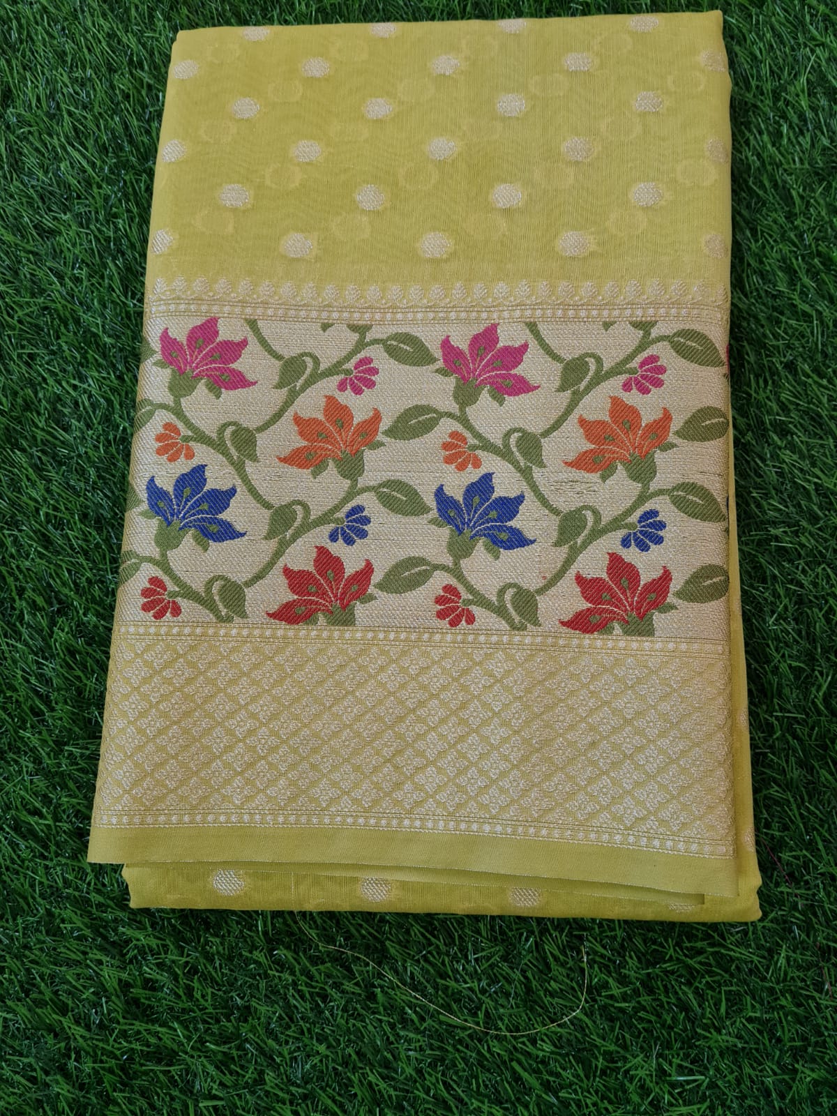 Mehandi Green Banaras Soft Georgette Silk