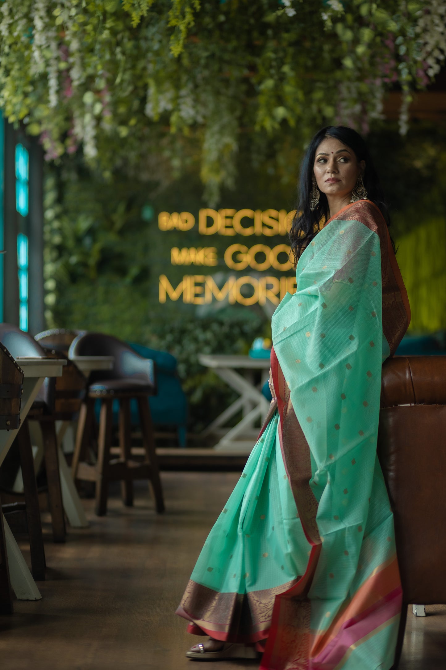 Light sea green Banaras Kota Silk - AbirabyBeena
