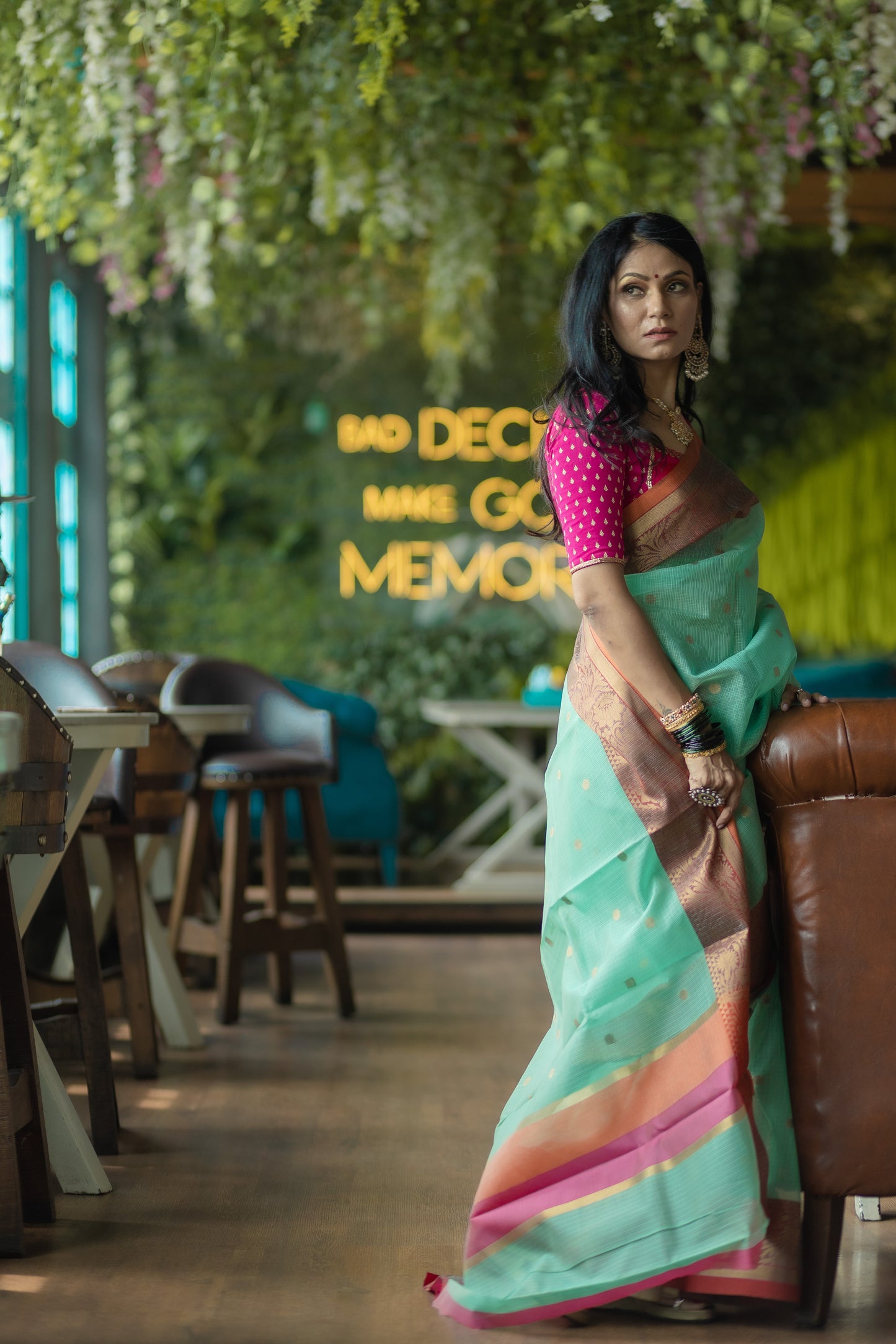 Light sea green Banaras Kota Silk - AbirabyBeena