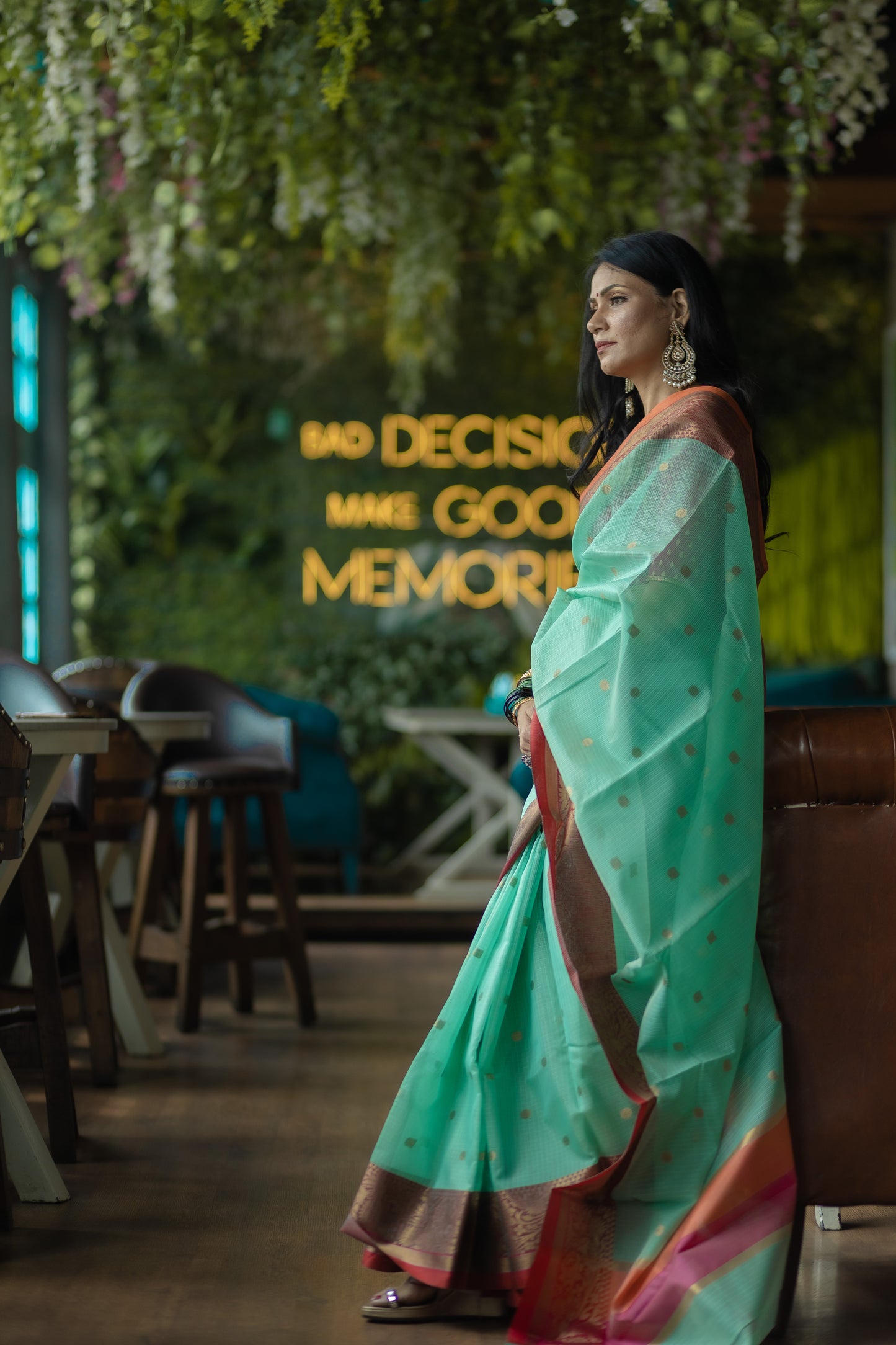 Light sea green Banaras Kota Silk - AbirabyBeena