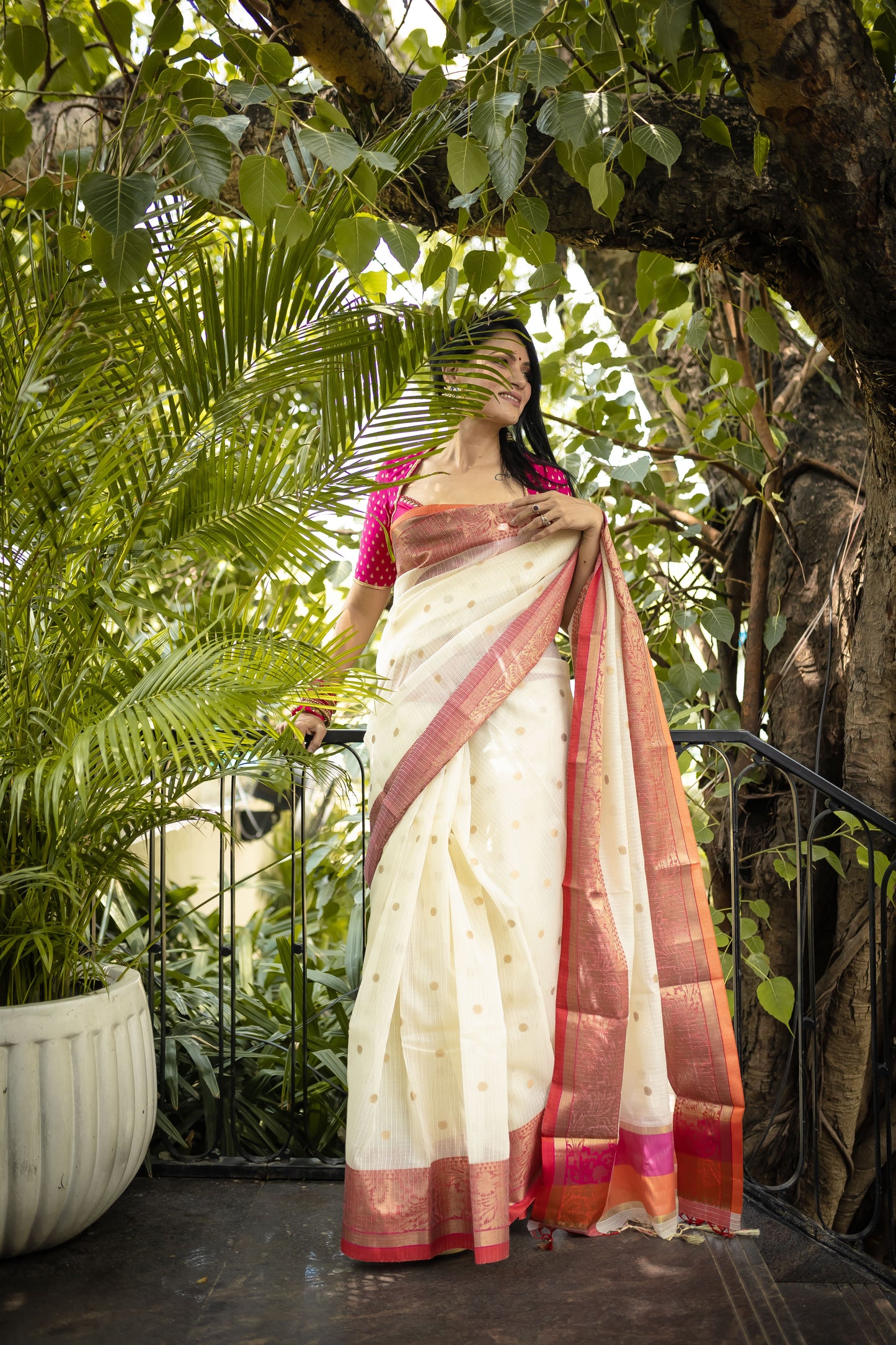 White Banaras Kota Silk - AbirabyBeena
