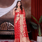 Red Jaal Katan Georgette Silk
