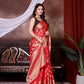 Red Jaal Katan Georgette Silk