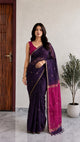 Maheshwari Cotton Saree – Deep Purple - AbirabyBeena