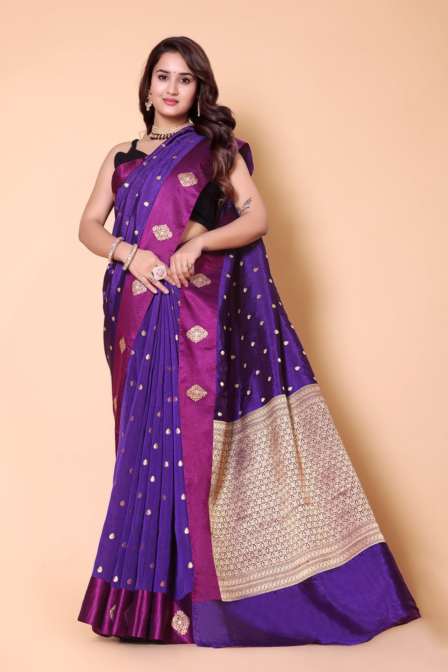 Banarasi Raw Mango Weaving Sarees - Blue