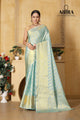 Light Sky Blue Banaras warm silk - AbirabyBeena