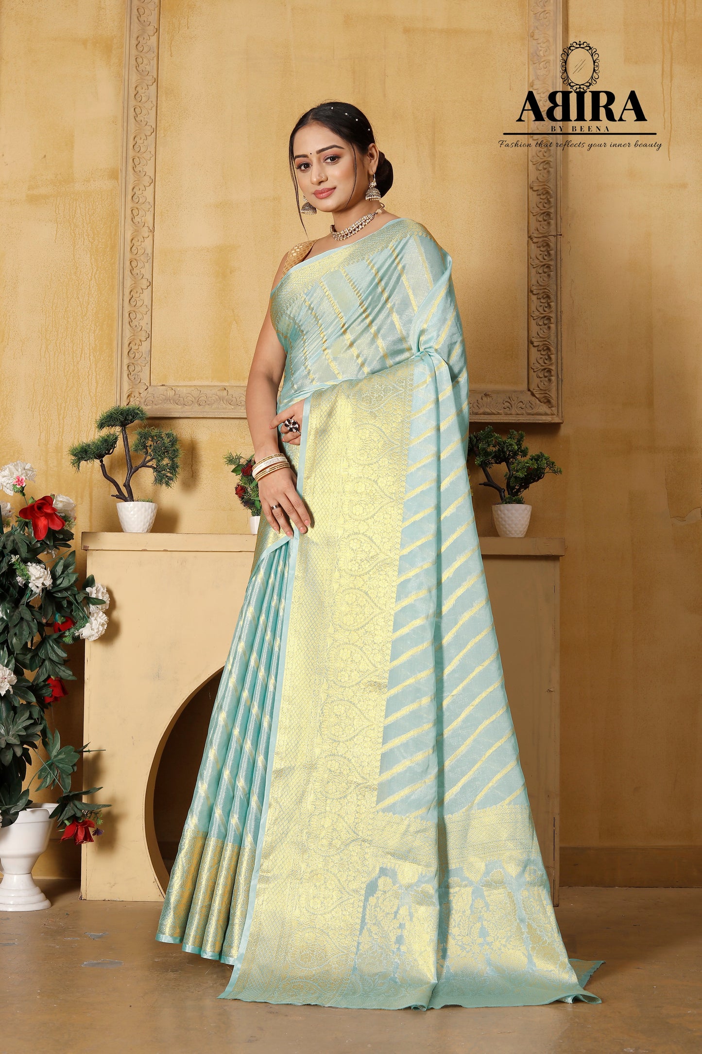 Light Sky Blue Banaras warm silk