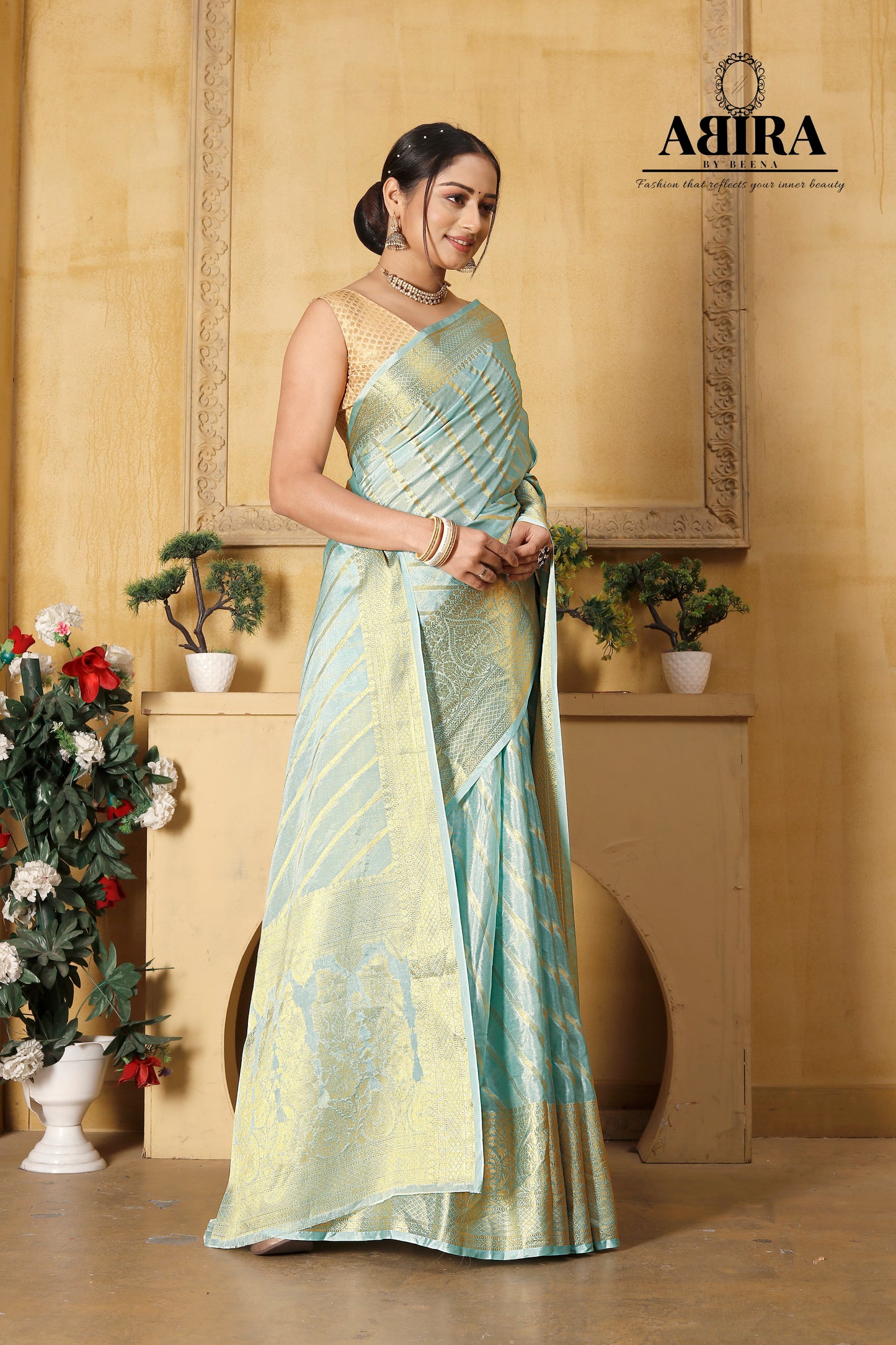 Light Sky Blue Banaras warm silk